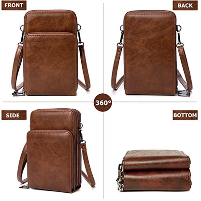 myfriday Small Cell Phone Crossbody Bag, Multi-pocket & 6 Card Slots - color: B-coffee