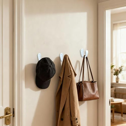 CBWLWJ 32 Pack Coat Hooks Wall Mounted Single Prong Robe Wall Hooks for Hanging Towel Hooks for Living Room, Bathroom, Kitchen, Bedroom for Coat, Bag, Scarf, Towel, Hat, Key, Cup (White) - color: White