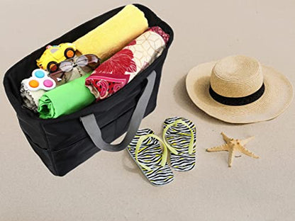 Bluboon Waterproof Beach Tote Pool Bags for Women Ladies Extra Large Carry On Bag With Wet Compartment for Weekender Travel - color: M-black