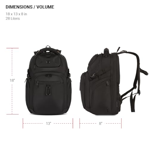 SwissGear Endure ScanSmart 17" Laptop Backpack – Reflective Tech Backpack with ScanSmart Compartment – Multiple Organizer Pockets – Black - color: Black