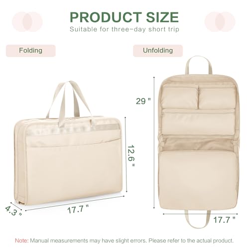 SUNUP Hanging Suitcase Organizer for Travel, 5 in 1 Packing Cube, Beige - color: Beige