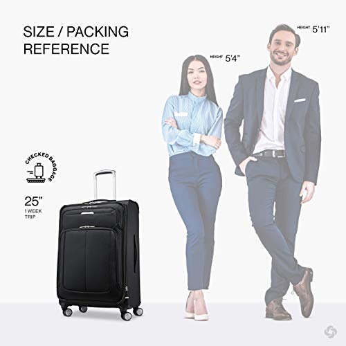 Samsonite Solyte DLX Softside Expandable Luggage with Spinner Wheels, Midnight Black, Checked-Medium 25-Inch - color: Midnight Black, size: Checked-Medium 25-Inch