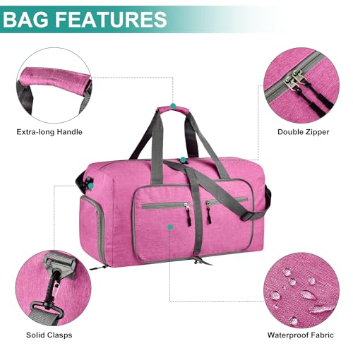 Dimayar 115L Foldable Duffle Bag, Travel & Weekend, Extended Trips - color: Rouge Pink, size: 115L