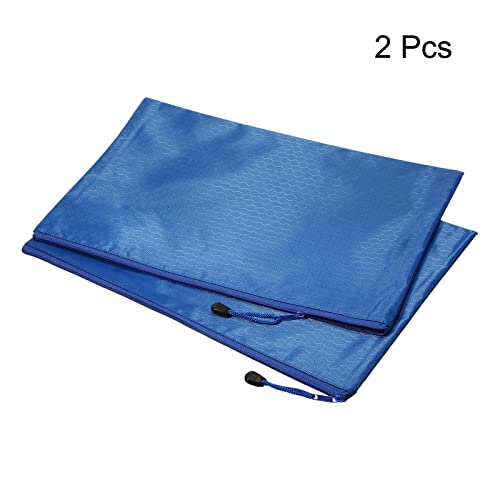 PATIKIL Waterproof Zipper File Bags 2 Pack B4 Document Storage Folders Bills Pencil Pouch for Office Travel, Blue - color: Blue