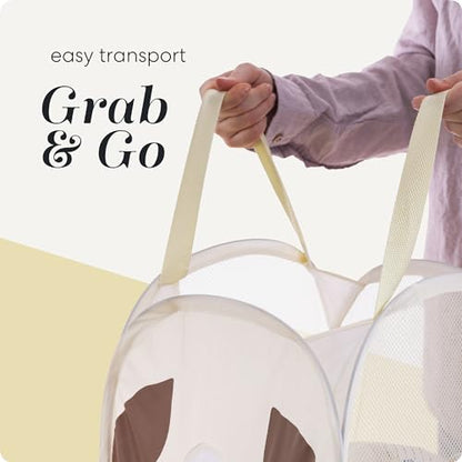 Pop Up Laundry Hamper, Cute Puppy 71L Collapsible Mesh Basket with Handles - color: Puppy, 1-PACK