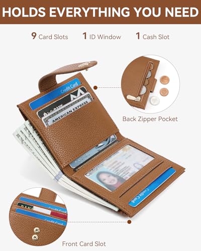 BOSTANTEN Slim Wallet Women Small RFID Blocking Credit Card Holder - color: Brown