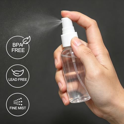 4 Pack 2 oz Small Spray Bottles with Funnels (clear) | Empty Spray Bottle for Hair, Plants, Perfume - Fine Mist，Refillable Liquid Bottles,PP material, not easy to break - color: clear