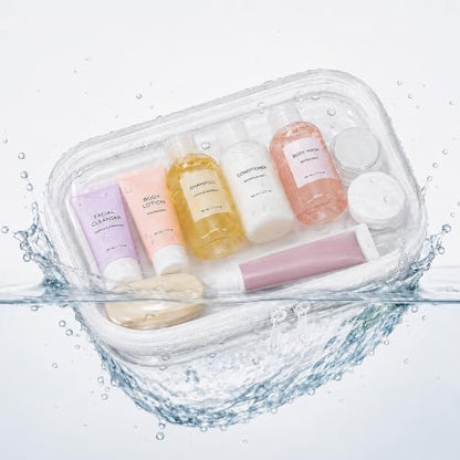 3 Pack Clear Hard Shell Zipper Case (1XL + 1L + 1M, White) - color: White(XL+L+M)