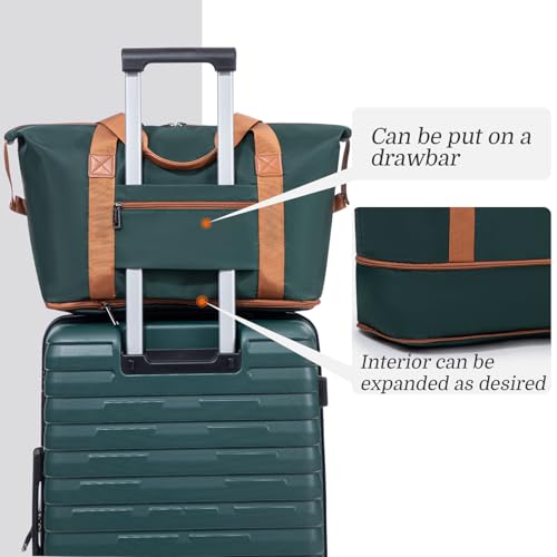 Cosbarn Luggage Sets Hardshell 5 Piece Durable Suitcases with Wheels - color: DarkGreen