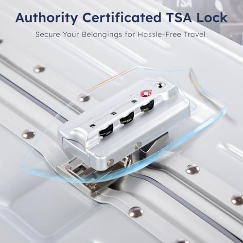 ALPHA CAMP Trunk Luggage 28 Inch with Aluminum Frame Zipperless Suitcase - color: Silver, size: 28 Inch