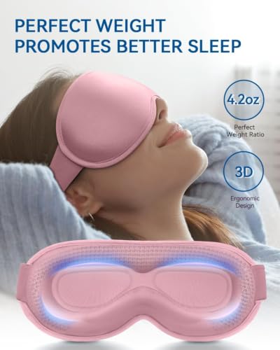 Facemoon Weighted Blackout Eye Mask 2 Pack, 3D Sleep Masks for Women & Men - color: Black-pink