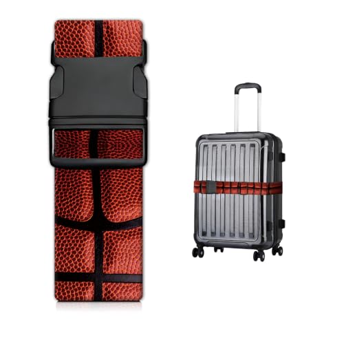 Luggage Strap for Suitcases Adjustable Travel Belt with Quick Release Buckle, Cute Travel Accessories for Suitcase Strap Basketball Pattern - color: Basketball Pattern