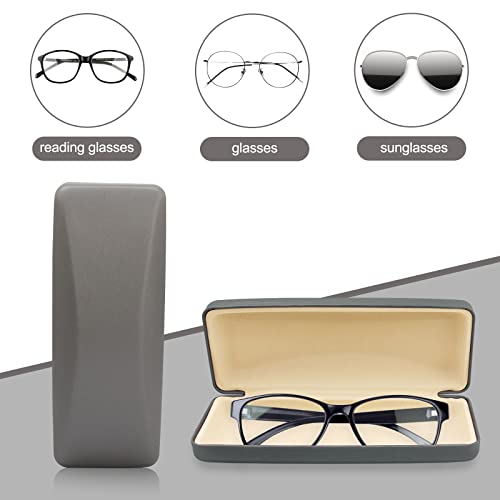 SMARTTOP Hard Shell Eyeglass Case- Glass Case With Cleaning Cloth, Glasses Case hard shell for men women - color: Grey
