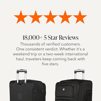 SwissGear Sion Softside Expandable Spinner Luggage Durable Lightweight Travel Suitcase, Black, Checked-Large - color: Black, size: Checked-Large