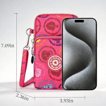 Small Crossbody Bag for Women, Slim Vertical Phone Wallet with Adjustable Strap, Cell Phone Purses Handbag - color: Red