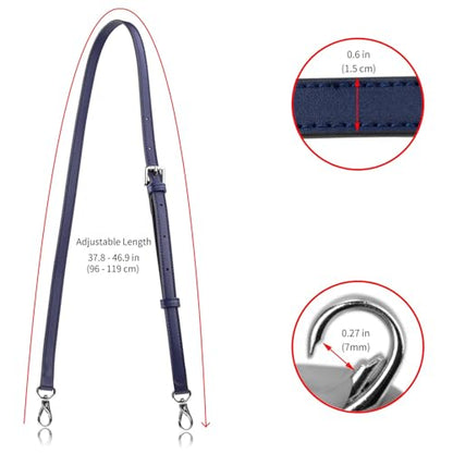Allzedream Leather Purse Strap Replacement Crossbody Handbag Long Adjustable (Blue, Silver Hardware) - color: Blue, Silver Hardware