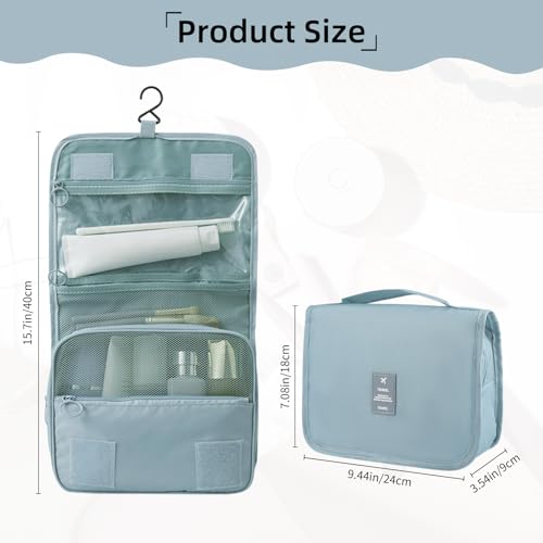 Hanging Toiletry Bag Travel Waterproof Makeup Organizer for Women Men(Blue) - color: Blue