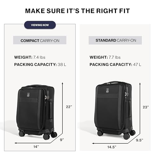 Travelpro VersaPack+ Softside Carry-On Luggage Suitcase, Blue, 20-Inch - color: Elemental Blue, size: Compact Carry On