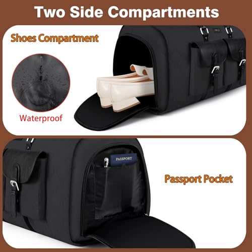 Garment Bag for Travel Convertible Carry on Travel Duffel Bag for Men Women - color: A03-Black