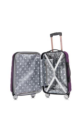 Rockland Melbourne Hardside 2 Piece Expandable Spinner Wheel Luggage Set, Carry-On 20" and Tote 14", Purple - color: Purple, size: 2 Piece (20"/14" Tote)