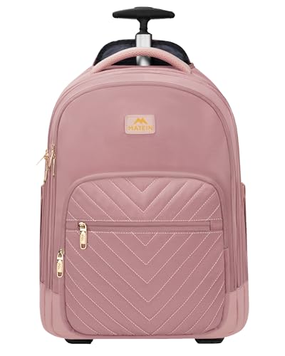 MATEIN 여성용 롤링 백팩, 바퀴가 달린 여행용 노트북 백팩 - color: 핑크, size: 17인치