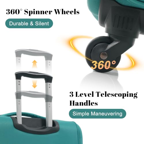 Merax 4-Piece Luggage Set 18/22/26/30,Softside Spinner Suitcase,Blue Green - color: Blue Green(18/22/26/30)