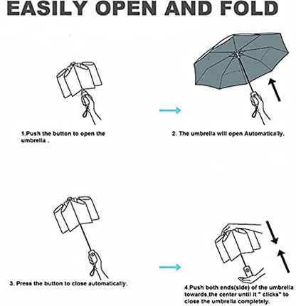 erised's bifrost Light Small Compact Travel Automatic Golden Folding Umbrella 8 Ribs,Auto Open Close Button,Portable,Ergonomic Handle,99 UV Protection,Rain Sun,Backpack,Women Men - color: Off-White