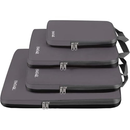BAGAIL 4 Set/6 Set/8 Set Compression Packing Cubes Travel Accessories Expandable Packing Organizers (Cloth Pattern, 4-Dark Greyish) - color: 4-Dark Greyish, style: Cloth Pattern