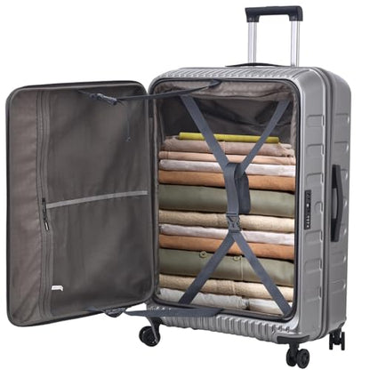 Kaleenie 29 Inch Checked Luggage with Expansion and Side Opening - color: Dark Gray, size: 29 Inch