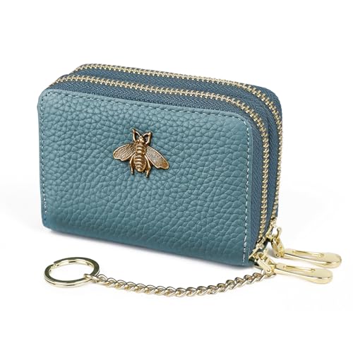 imeetu RFID Credit Card Holder, Small Card Wallet Women, Leather Card Case - color: Max - Peacock Blue, size: Max