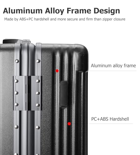 feilario PC Hardside Carry On Luggage, Aluminum Frame, TSA Lock, Cup Holder - color: A4-Grey (zipperless closure), size: 22.5"
