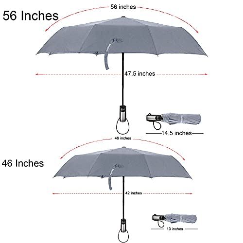TradMall Travel Umbrella Windproof 56 Inches Canopy, Gray - color: Gray, size: 56 Inches