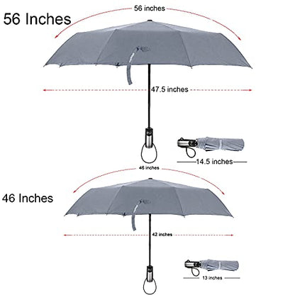TradMall Travel Umbrella Windproof 56 Inches Canopy, Gray - color: Gray, size: 56 Inches