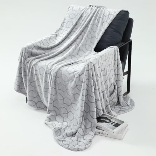 Bcareself Double-Sided Wearable Blanket Ultra Soft Flannel Shawl Blanket, Reversible Blanket,with Pockets, for Women and Men - color: Heather Grey