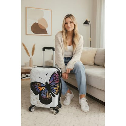 World Traveler Butterfly 20-Inch Carry-On Polycarbonage Hardside Expandable Spinner Luggage with Enhanced Wheel System - size: 20-inch
