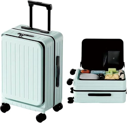 26-Inch Front Opening Hardside Checked Luggage, Light Blue - color: Blue, size: 26 Inch Checked