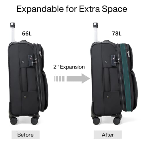 Hanke Medium Checked Luggage, 24 Inch Suitcase with Garment Compartment - color: Black, size: 24 Inch Checked in