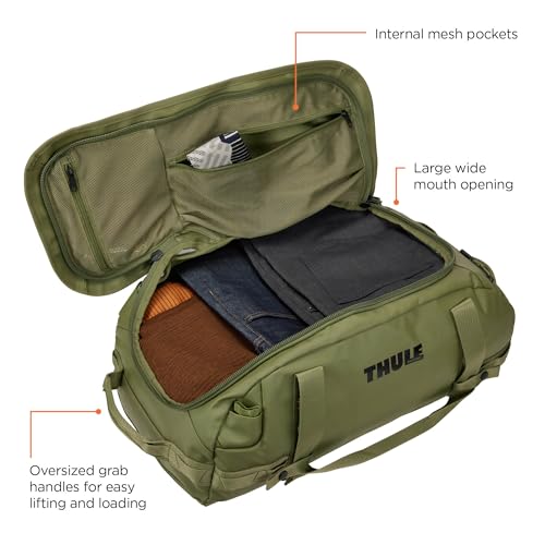 Thule Chasm Duffel bag, Weather-resistant materials, Easy packing, Converts to backpack, Internal pockets, Travel-ready - color: Olivine, size: 40L