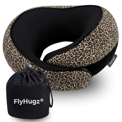 FlyHugz® Neck Travel Pillow Memory Foam Neck Pillow, Leopard Print - color: Leopard Print