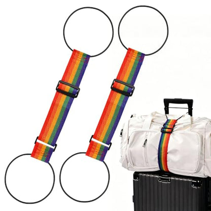2pcs Luggage Straps for Suitcases, Adjustable Luggage Connector Straps - color: rainbow