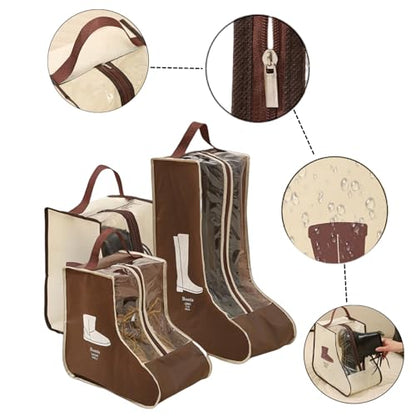 Rikyo 2 Set Brown Boots Bags with Clear Window, 11x19 Inch,Portable - color: Brown -Tall