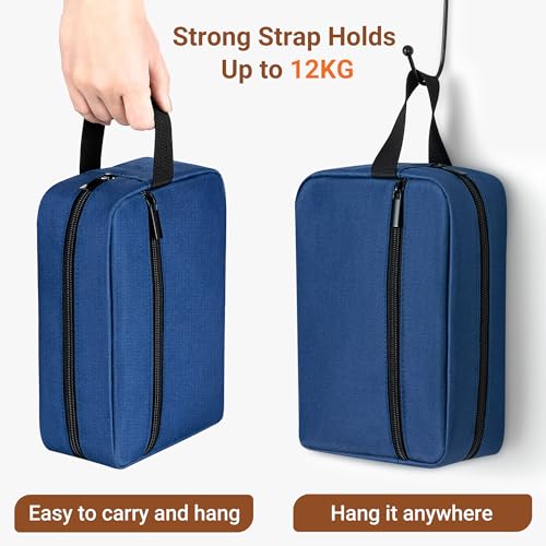 Elviros Hanging Toiletry Bag, Lightweight Travel Dopp Kit, Large, Navy Blue - color: Navy Blue, size: Large