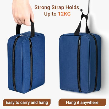 Elviros Hanging Toiletry Bag, Lightweight Travel Dopp Kit, Large, Navy Blue - color: Navy Blue, size: Large
