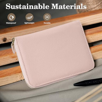 CoBak Passport Holder Cover with Safe Zipper Closure - color: Pink
