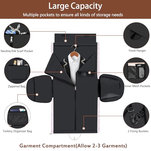 Garment Bag for Travel Convertible Carry on Travel Duffel Bag for Men Women - color: A06-Pink