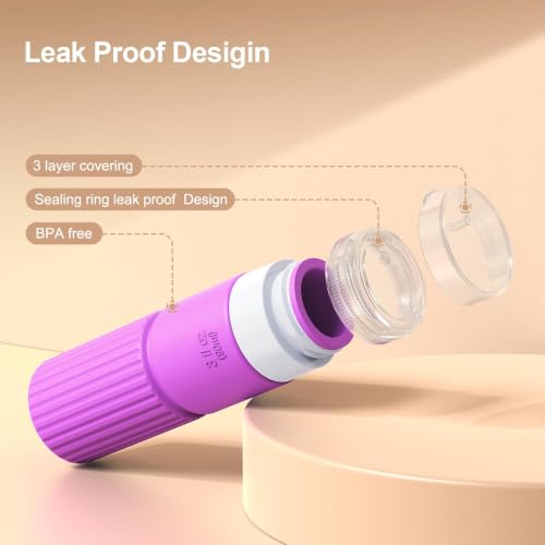 Tocelffe Travel Bottles for Toiletries,TSA Approved Silicone Travel Containers for Toiletries,Leak Proof Refillable Liqus Shampoo And Conditioner Travel Essentials toiletry Bottles - color: Purple