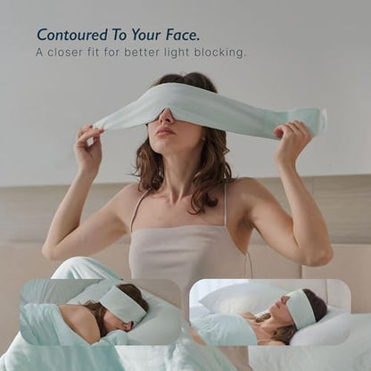 Breescape Cooling Silky Eye Mask, Instant Cool-to-Touch Fabric with Silent Closure, Full-Coverage Light Blocking, Adjustable Soft & Breathable Design for Ultimate Sleep Comfort, Comes with Travel Bag - color: Mint Green