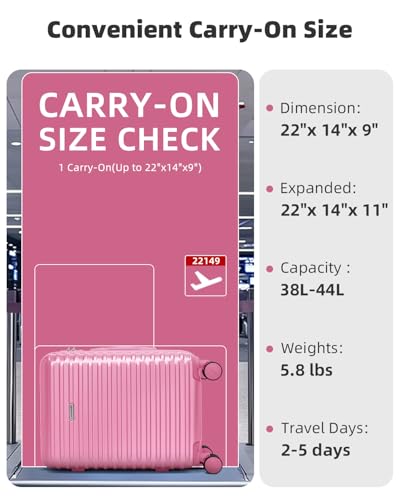 LARVENDER Expandable Carry on Luggage 20inch Suitcase with Wheels, Berry - color: Berry, size: 3 Piece Set (20/DB/TB)