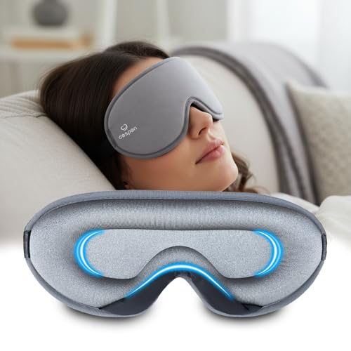 3D Sleep Mask for Women & Men, 100% Blackout Eye Mask for Sleeping, Zero Pressure Deep Sleep Blindfold with Adjustable Strap for Side Sleepers, Airplane Travel, Silver Grey