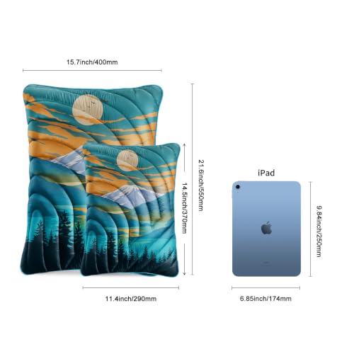 Camping Pillow Compressible Travel Pillow Lightweight Camp Pillow - color: Snowy Mountain, size: Large(15.7''X19.6'')
